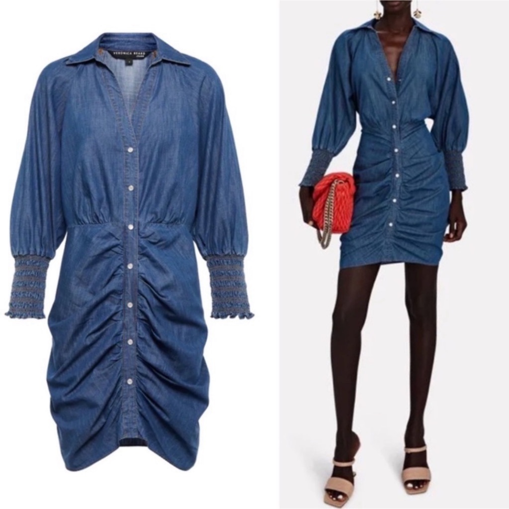 Veronica Beard Jeans Allie Shirt Dress Chambray Sz 12